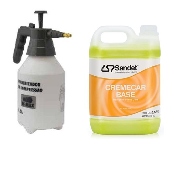 Kit Limpeza 01 Shampoo CremeCar 5l + Pulverizador Manual